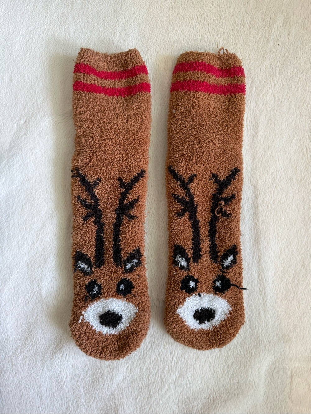 Fuzzy Reindeer Socks